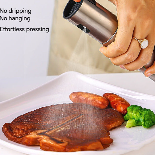 Fuel Spray Can Household Kitchen Supplies Artifact Stainless Steel Oil Injection Bottle Spice Bottle Spray Press Type Barbecue Oil Bottle Kitchen Gadgets